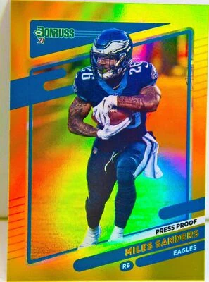 Miles Sanders 2021 Donruss Football Gold Holo Press Proof SP Refractor Card #109 - Image 1 of 3