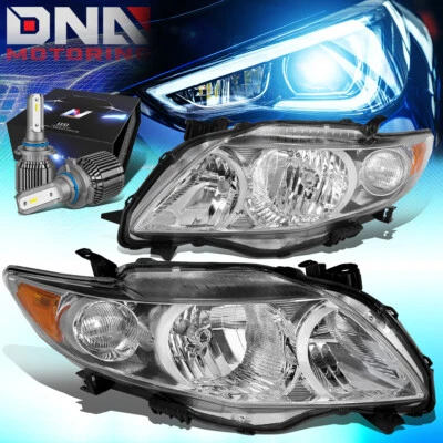 PARA TOYOTA COROLLA E140 2009-2010 FAROS LÁMPARAS CON KIT LED OCULTO + VENTILADOR ESTILO CROMO Foto 1 de 4