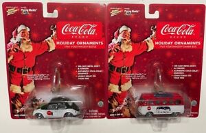 TWO, Near Mint Johnny Lightning VW Holiday Ornaments -Bug & Bus- Free Shipping!