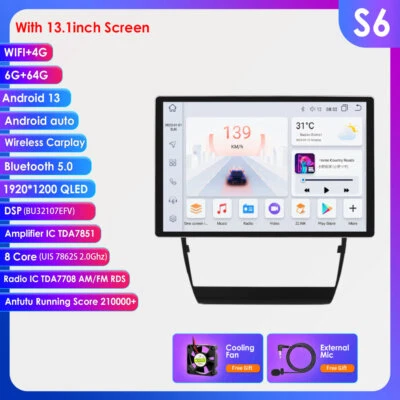 13.1" Android Navegación Coche GPS Estéreo Radio Wifi Carplay Para Audi A6 C6 S6 DSP Foto 1 de 4