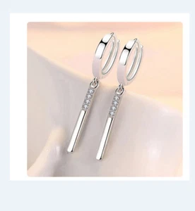 Creole Ohrhänger echt Sterling Silber 925 Zirkonia Ohrringe - Bild 1 von 1