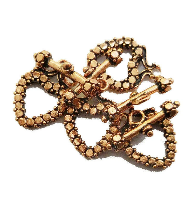 4 SET 15X22MM SOLID COPPER BALI TOGGLE CLASP ANTIQUE COPPER  960 ATL-322 - Image 1 of 1