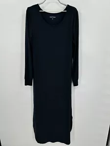 Softies Jess 50" Wide Neck Long Sleeve Night Gown sz S in Black Sleep Shirt NWOT - Picture 1 of 4