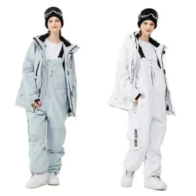 Men Winter Outdoor Waterproof Windproof Ski Jacket and Strap Pants Warm Ski Suit - Image 1 of 4