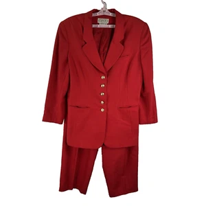 Gilmor Vintage 2Pc. Wool Blend Pants Jacket Womens Size 16 Red Pants 34/28 - Picture 1 of 18