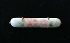VICTORIAN ANTIQUE HAND PAINTED PORCELAIN BAR PIN Flowers
