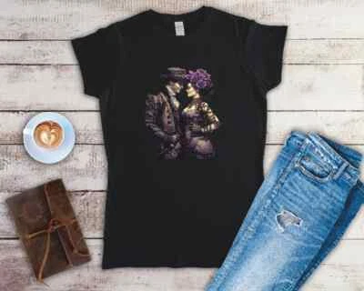 Steampunk Lovers 7 Designs Ladies Fitted T Shirt Small-2XL 4 Different Colours - Image 1 of 4