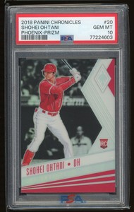2018 Shohei Ohtani Panini Chronicles Phoenix Prizm Rookie RC PSA 10 #20