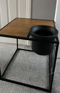 Next Oak & Black Side Table with build in plant pot Stand indoor houseplants - Picture 1 of 1