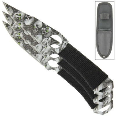 Juego de 3 cuchillos de lanzamiento Crossroad Shadow Demon Zombie Apocalypse 8" + funda Foto 1 de 4