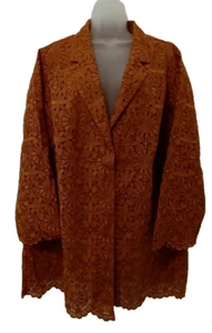 Susan Graver gewebte bestickte Jacke Damen Größe 22 W rost/braun Farbe Taschen - Bild 1 von 10