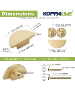 KOPPALIVE manopole armadio semicerchio ottone massiccio cassettiera tirapiedi decorazione confezione da 5 - Foto 1 di 5