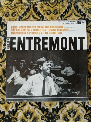 PHILIPPE ENTREMONT - GRIEG MOUSSORGSKY 1958 Columbia 6-Eye VINYL LP RECORD, Mono - Image 1 of 4