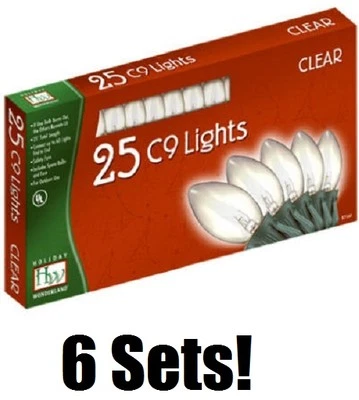 (6) Juegos de luces navideñas transparentes ea Holiday Wonderland 925C-88 25 ct C9 Foto 1 de 4