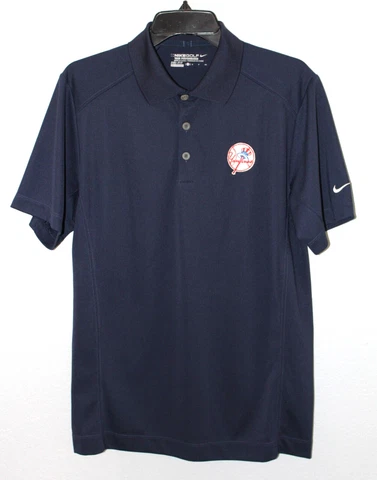 New York Yankees NIKE DRI FIT Performance Navy Blue MLB Baseball Polo Men SMALL Cover