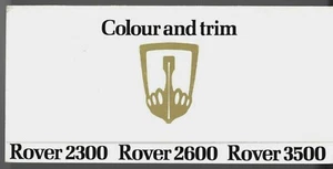 Rover 2300 2600 3500 SD1 Colour & Trim 1977-79 UK Market Foldout Sales Brochure - Picture 1 of 2