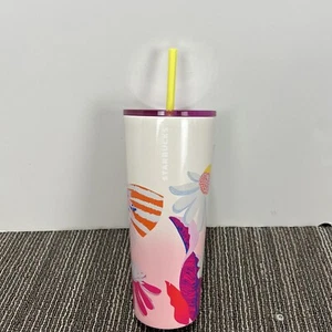 Starbucks Tumbler 2024 Pink Floral Multi Color Stainless Steel Soft Touch NEW - Picture 1 of 13
