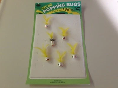 Señuelos de pesca con mosca antiguos Cortland Popping Bug Señuelos Moscas 6 piezas Foto 1 de 4