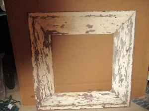 Antique wide wood frame. shabby  & primitive with old white paint. Architecture - Picture 1 of 10