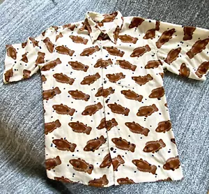 New MENS SIENNA BENGAL CASUAL SHORT SLEEVE SHIRT TROPICAL FISH BROWN & BEIGE XL - Picture 1 of 7