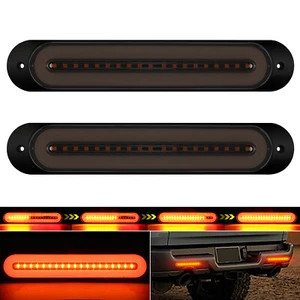 2x Universal Smoked Oval LED Truck Trailer ATV Stop Turn Tail Brake Lights DRL - Bild 1 von 10