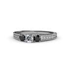 Black & White Diamond Womens 3 Stone Ring 0.54 ctw Sterling Silver JP:165459