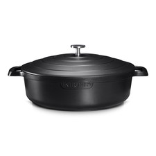 Casserole Shallow DishLid Aluminium Light Weight Black Non Stick 4.1L 28cm Oven