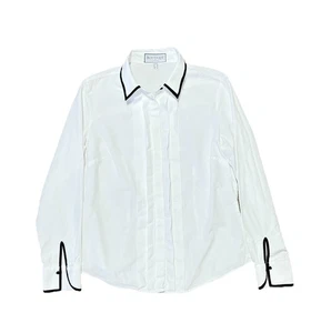 Boutique Hawes & Curtis Tuxedo Stripe Shirt 8 US White Black  Trim Top Button Up - Picture 1 of 7