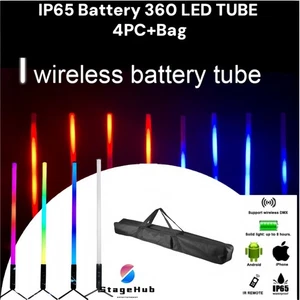 IP65 RGBWA Wireless DMX Battery 360 Led Tube Light for Outdoor Decoration DJ Bar - Picture 1 of 8