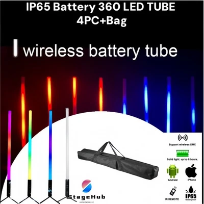 IP65 RGBWA Wireless DMX Battery 360 Led Tube Light for Outdoor Decoration DJ Bar - Image 1 of 4