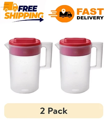 Rubbermaid, 1 Gallon,2 Pack, Red, Plastic Simply Pour Pitcher with Multifunction - Image 1 of 4