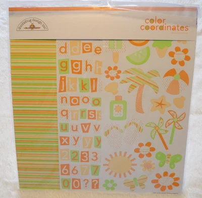 Kit de página de álbum de recortes de coordenadas de color Doodlebug #372 obviamente naranja 8 artículos Foto 1 de 4