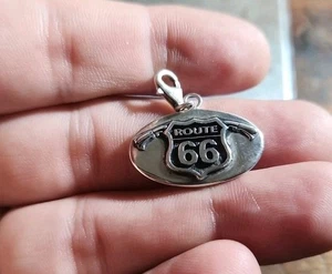 925 Sterling Silver HARLEY DAVIDSON MOTORCYCLES Route 66 Pendant Charm - Picture 1 of 4
