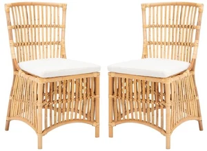Home Collection Erika Rattan Cushion (Set of 2) Accent Chair, Natural/White - Picture 1 of 9