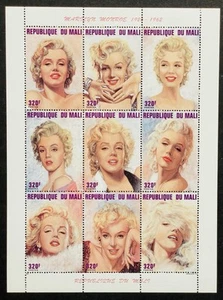 MALI MARILYN MONROE BRIEFMARKENBOGEN POSTFRISCH 1996 VERSCHIEDENE PORTRAITS SÄNGERIN SCHAUSPIELERIN STAR - Bild 1 von 1