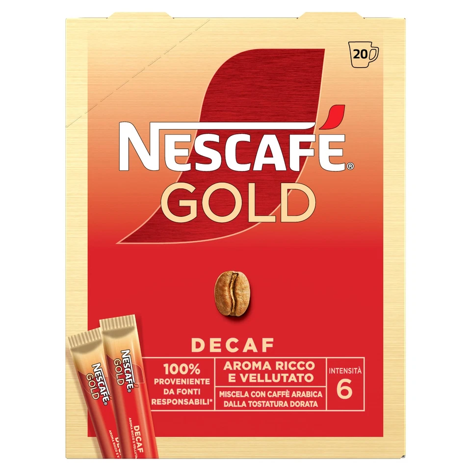 NESCAFE NESCAFÉ Gold Decaf Caffè Solubile Decaffeinato 20 Bustine 34g