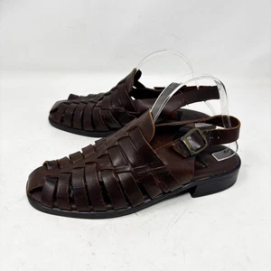 Vintage 90er Aerosoles dunkelbraune geflochtene Fischer-Sandalen aus Leder Größe 10B - Bild 1 von 9