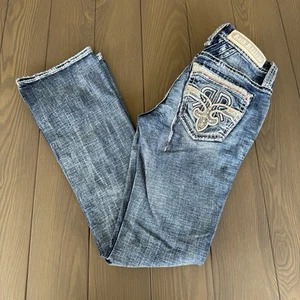 Rock Revival Jeans Women 25x30 Easy Bootcut Blue Embellished Stretch Denim *READ - Picture 1 of 19