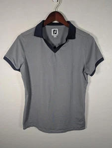 FootJoy Polo Shirt Womens Medium Gray Micro Stripe Golf Performance Stretch - Picture 1 of 10