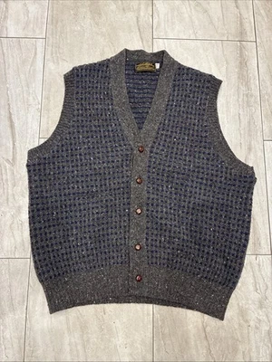 Preowned Vintage Eddie Bauer Size Large Wool Chunky Knit Fisherman Sweater Vest - Image 1 of 4