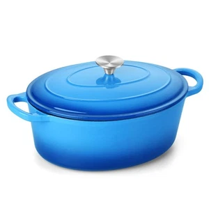 7QT Oval Dutch Oven, Enameled Cast Iron Dutch Oven Pot with Lid, For Bread Ba... - Picture 1 of 7