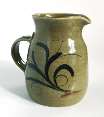 Vintage Studio Pottery Green Ash Glazed Stoneware Jug Impressed Stamp - Image 1 of 4