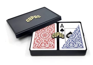 1546 Design 100% Plastic Playing Cards, Bridge Size (Narrow) Red/Blue (Jumbo ... - Picture 1 of 5