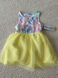 Cat & Jack Baby Girl Size 18 Months 2 Piece Set Dress Slip Pink Yellow New - Picture 1 of 5