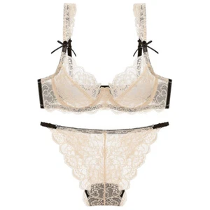 Slim Women Bras Set Lace Brassiere Non-Padded Sexy Lingerie Ultra-thin Underwear - Picture 1 of 21