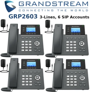 4 Grandstream GRP2603 3-Line 6 SIP Office Phone Power Supply Included - Photo 1/6