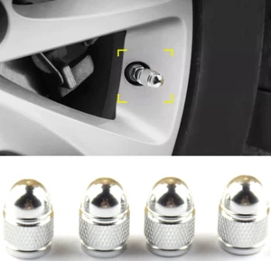 8PCS SILVER Aluminum Tire/Rim Valve Stem/Wheel Dust Cover Caps (Round Style) new - Picture 1 of 6