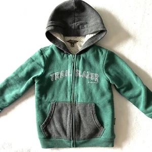 Eddie Bauer Jacket Kids 4 XXS Green Full Zip Trailblazer Sherpa Hood Sweater - Picture 1 of 11