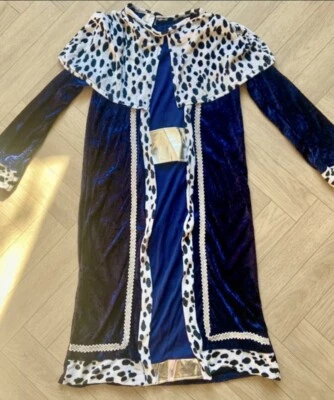 Kids Unisex King/Queen Unisex Fancy Dress CBlue Velour Robe. 7-9 Years, New - Image 1 of 4