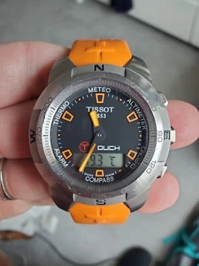 Tissot T Touch Smart Watch Round Quartz Men's Black Orange BOX & books Z253-353 - Picture 1 of 16